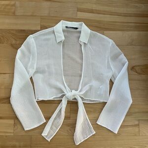 Zara translucent crop shirt